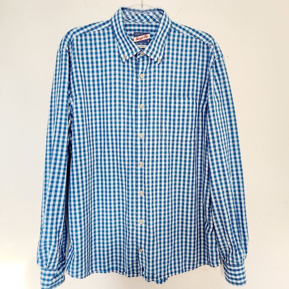 Johnnie O Shirt Mens Large Blue Check Hangin Out Tweener Button Long Sleeves - Picture 2 of 16
